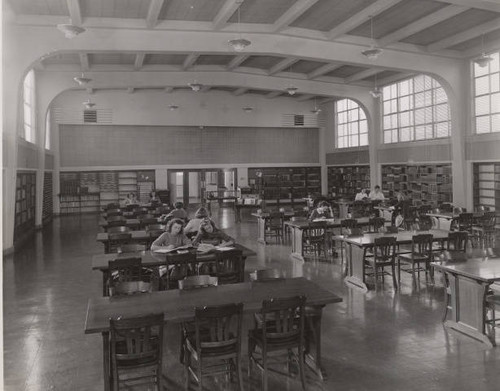 Interior of Pepperdine College Library, 1945
