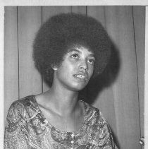 Angela Davis, Assistant Professor of Philosophy at UCLA, protesting her dismissal from the university