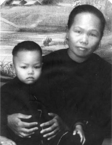 Studio portrait of Charles Wong and his mother, Sue Jook Wong