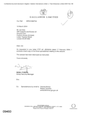 [Letter from Nigel P Espin to Joe Daly regarding hard copy of excel spreadsheet relating to seizure]