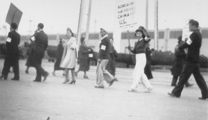 Demonstrators against trade with Japan, San Pedro
