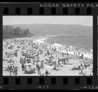 Beach goers on Redondo Beach, Calif., 1977