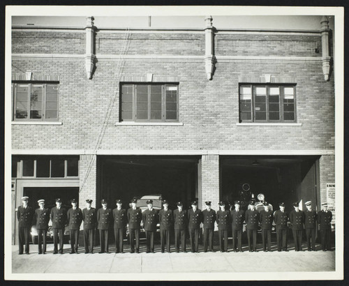 Crew in front of new Fire Station No. 1