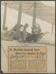 Dr. Maybelle Griswold soars above Los Angeles in plane, July 20, 1927