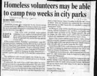 Homeless volunteers may be able to camp two weeks in city parks
