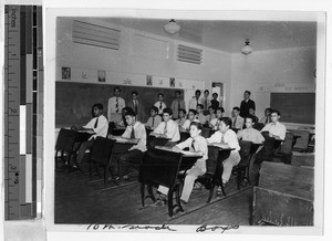 Tenth grade boys in a classroom at St. Joseph's High School, Hilo, Hawaii, ca. 1949