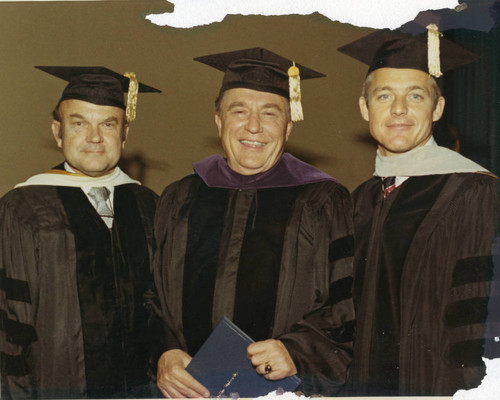 President Young, unknown man, Chancellor Banowsky