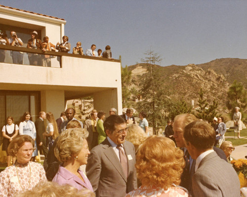 President Ford greets guests at Pepperdine reception, 1975