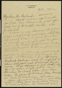 W.G. Hartranft, letter, 1932-03-08, to Hamlin Garland