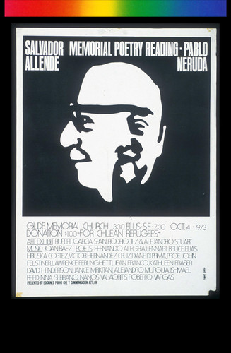 Salvador Allende Memorial Reading-Pablo Neruda, Announcement Poster for