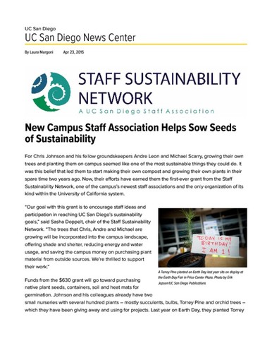 New Campus Staff Association Helps Sow Seeds of Sustainability