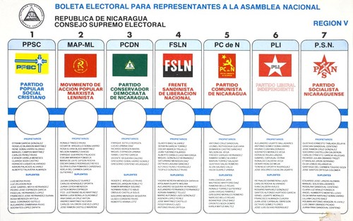 Boleta Electoral Para Representantes A La Asamblea Nacional Región V