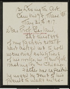 Florence Enneking Long, letter, 1917-05-30, to Hamlin Garland