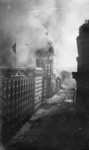 [View west on Market St. Palace Hotel, left; Call Building burning, center]