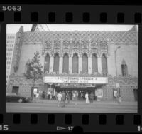 Façade of the Mayan Theatre in Los Angeles, Calif., 1988