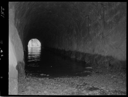 Big Creek - Mammoth Pool - Outlet portal of diversion tunnel from inside tunnel