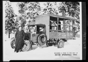 Piano truck in snow, copy for enlargement, Southern California, 1927
