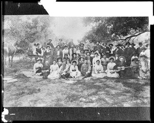 Portrait of the Del Valle family, at their family picnic at Camulos Ranch, Ventura County, California, ca.1900