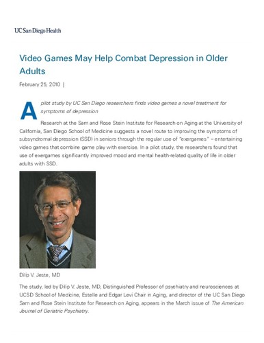 Video Games May Help Combat Depression in Older Adults