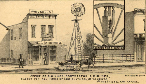 Office of Samul Harrison Kiler, contractor and builder in San Rafael, California, 1884 [illustration]