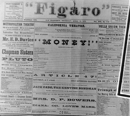 [Front page of "Figaro" newspaper featuring an advertisement for the California Theater]