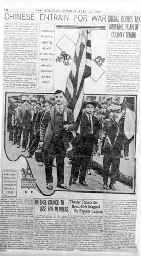 Photograph of the front page of the Evening Express, "Chinese Entrain for War"