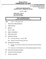 Agenda and meeting notice--Sonoma County Commission on AIDS, June 14, 1995
