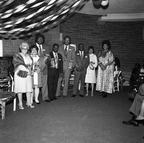 Ballantine Award event participants posing together, Los Angeles. ca. 1974