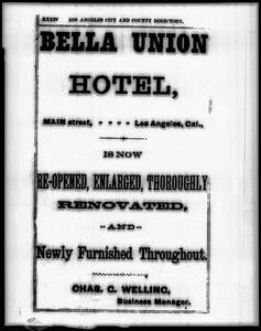 Handbill advertising the Bella Union Hotel