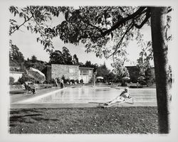 Pool area at the Flamingo Hotel, Santa Rosa, California, 1959
