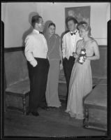 J. Ross Clark, II, Baroness and Baron Maximilian von Romberg, and Mrs. Clark at a ball, Santa Barbara, 1935