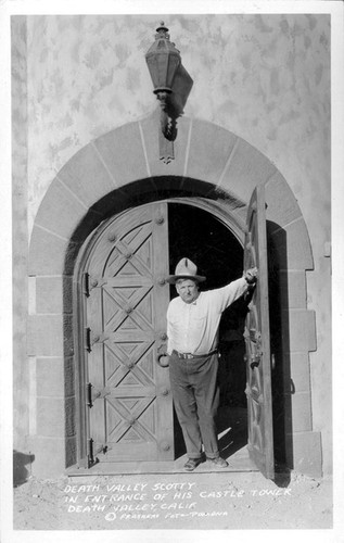 Death Valley Scotty in Entrance of his Castle Tower Death Valley Calif