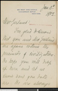 Brander Matthews, letter, 1901-01-10, to Hamlin Garland