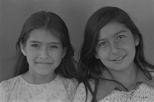 Portrait of two young girls, Tunjuelito, Colombia, 1977