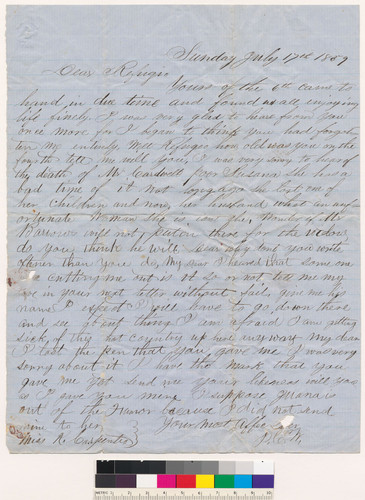 Letter from Joseph C. Wolfskill