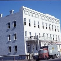 Old Sacramento. View of the Clarendon House apartment building on the corner of Second and L Streets