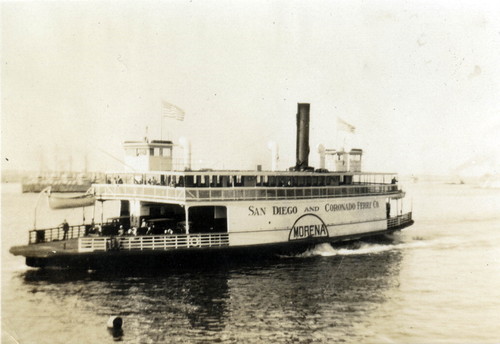 Image of the ferry boat “Morena” in San Diego Bay, circa 1920