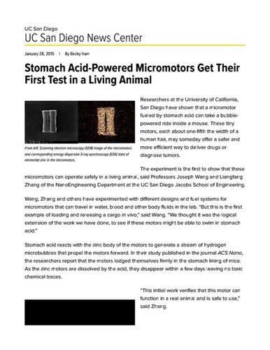 Stomach Acid-Powered Micromotors Get Their First Test in a Living Animal