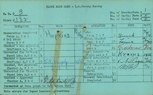 WPA block face card for household census (block 182) in Los Angeles County