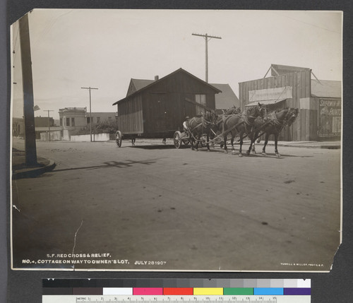 S.F. Red Cross and Relief, No. 4, Cottage on way to owner's lot, July 28 1907