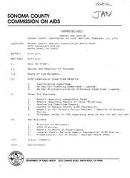 Agenda and notice--Sonoma County Commission on AIDS meeting, February 13, 1991--Corrected copy