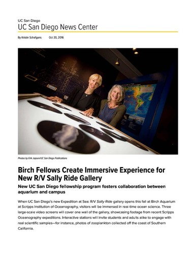 Birch Fellows Create Immersive Experience for New R/V Sally Ride Gallery