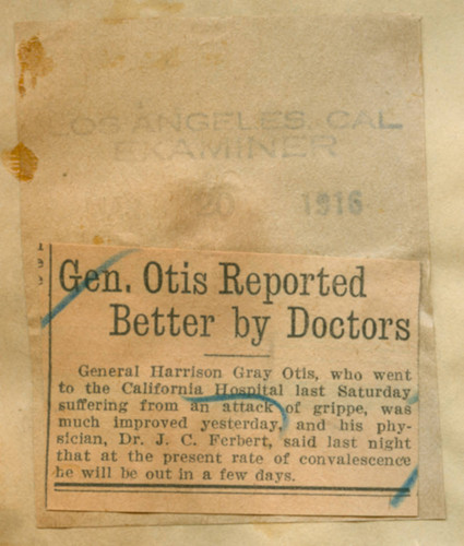 General Otis reported better by doctors