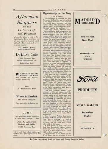 Club News, February 1929, Owensmouth Women's Club