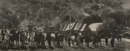 Horseback riders near proposed Santa Venetia neighborhood development, San Rafael, California, 1914 [photograph]