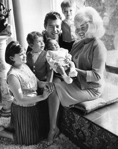 Jayne Mansfield and baby Mariska Hargitay surrounded by family