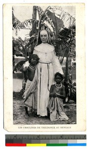 Two children and a missionary, Bangladesh, ca.1920-1940