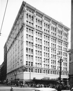 The Walter P. Story Building on the southeast corner of Sixth Street and Broadway, facing eastward