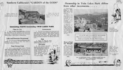 Twin Lakes Park brochure, circa 1926