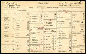 WPA household census for 441 SO FICKETT, Los Angeles